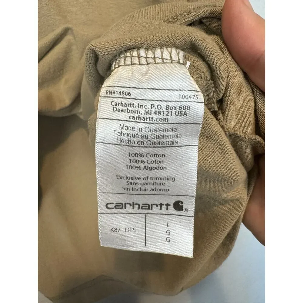 Carhartt T Shirt‎ Short Sleeve Crew Neck Men Size Large Original Fit Loose Beige - Picture 5 of 9